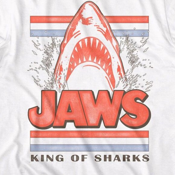 Jaws Shark T Shirt King Of Sharks Retro Movie Graphic Fan Gift White Classic Tee - Picture 2 of 5